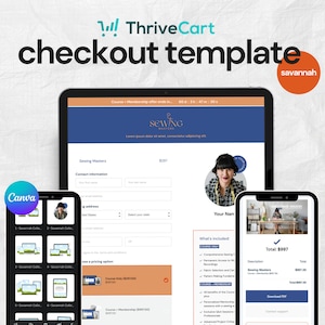 ThriveCart Checkout Vorlage | Natürlich Verkaufsseite | Coaching-Vorlage | Bearbeitbare Canvas-Elemente