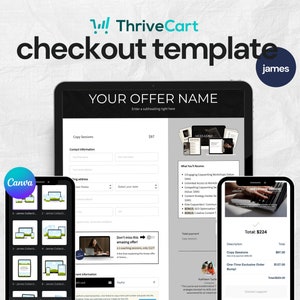 Plantilla de pago de ThriveCart / Página de ventas de cursos / Plantilla de coaching / Activos editables de Canva