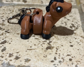 Cute 3D Printed Horse Keychain | Pocket-Sized Flexi Horse Charm | Eco-Friendly PLA Plastic Horse Toy Keyring | Miniature Horse Lover Gift