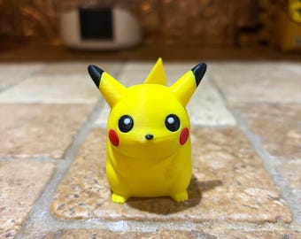 3D Printed Pikachu Figurine | Cute Chibi Pokemon Desk Pet | PLA Plastic Anime Figure Collectible Tabletop Room Decor