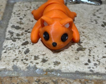3D Printed Articulated Fox Keychain | Cute Flexi Fox Fidget Toy | Orange Woodland Desk Pet, Premium PLA Filament, Unique Gift for Animal
