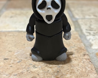 3D Printed Ghostface Chibi Figure | Cute Scream Horror Movie Decor | PLA Plastic Halloween Desk Pet Slasher Fan Gift