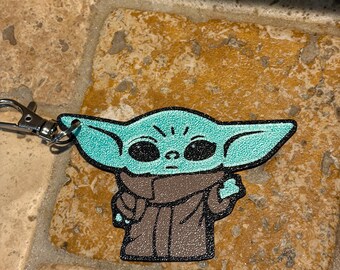 Baby Yoda Inspired Silk PLA Keychain | 2-Inch 3D Printed Grogu Key Ring | Cute Star Wars Fan Gift | Shiny Sci-Fi Backpack Charm