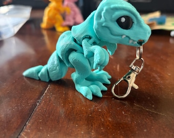 Articulated T-Rex Keychain: 3D Printed Dinosaur Bag Charm, Desk Toy (5-inch)