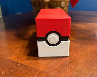 3D Printed Poké Ball Card Storage Box – Fits 3"x4" Top-loaders – Large Pokémon TCG Deck Case