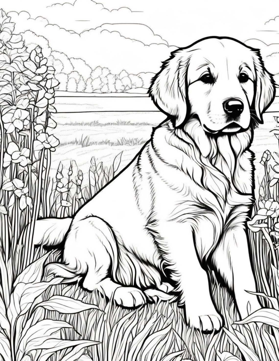 Golden Retriever Coloring Book - Etsy