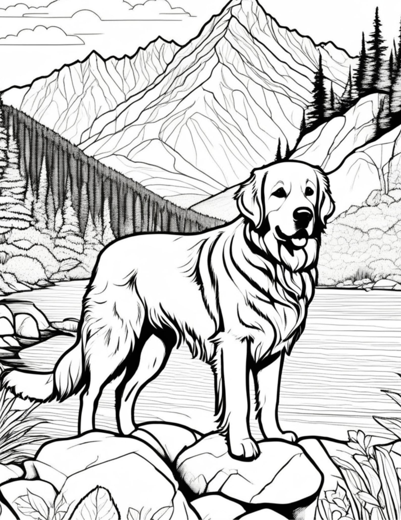 Golden Retriever Coloring Book - Etsy