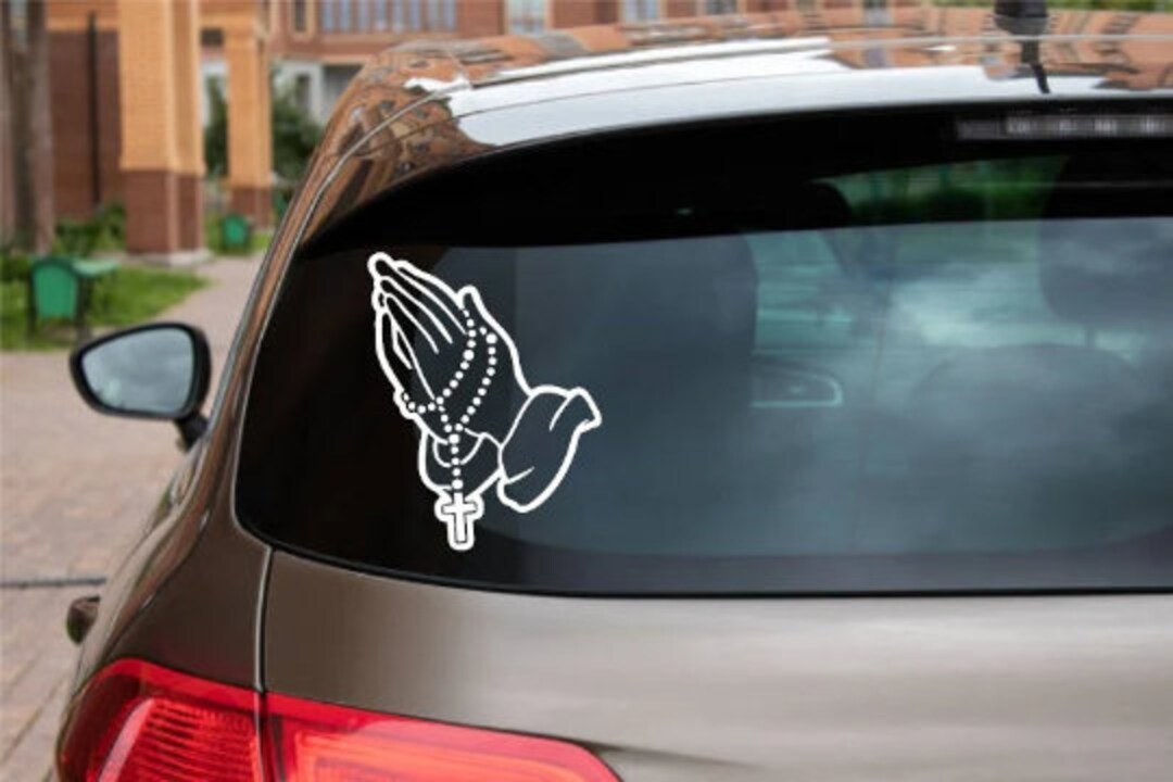 Custom Cross in Loving Memory Full Color Heart Car-Wall-Vinyl Decals Stickers, 8 Inches