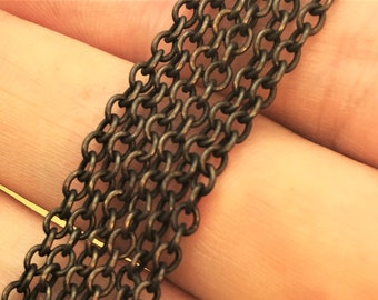 DISCONTINUED 3mm x 2mm Brass Cable Chain / Hand Antiqued Chain / Solid Brass / Soldered Links / Oval Chain / Jewelry Supplies / Patina Queen