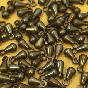 6mm Brass Drops / Hand Antiqued Brass / Chain Extender Ends  / Jewelry Supplies / Patina Queen / 50 Pieces