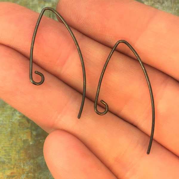 Hook Ear Wire / Hand Antiqued / Brass / Marquise / Modern Earrings / Jewelry Supplies / Patina Queen / 12 PAIRS