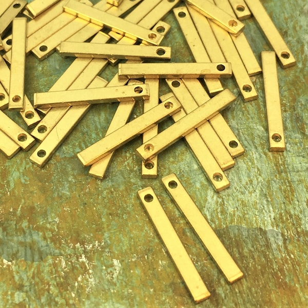15mm Raw Brass Dangle Bars / Stick Charms / Polymer Clay Findings / Components / Jewelry Supplies / Patina Queen / READY to SHIP from USA
