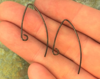 Hook Ear Wire / Hand Antiqued / Brass / Marquise / Modern Earrings / Jewelry Supplies / Patina Queen / 12 PAIRS