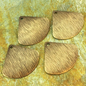 Brass Fan Charms / Hand Antiqued / Textured / Polished / Triangle Charms / Geometric / Parts for Earrings / Jewelry Supplies / Patina Queen image 1