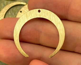 Raw Brass Crescent Moon Charms / Textured / Jewelry Supplies / Earring Parts / Moon Phase / Moon Pendant / Boho / READY to SHIP from USA