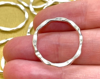 22mm Hammered Silver Linking Rings: Jewelry Supplies - 20 Pieces