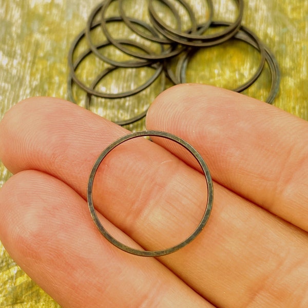 18mm Round Brass Rings / Hand Antiqued / Closed Ring / Connectors / Links / Circle / Jewelry Components / Supplies / Findings / Patina Queen