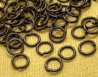 7mm Brass Jump Rings / 18g / Hand Antiqued / Brass Ring / Antique Brass / Solid Brass / Open Jump Rings / Patina Queen / 50 Pieces