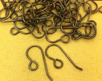 20 pair 40 antiqued copper plated Ear Wires ball end french hook