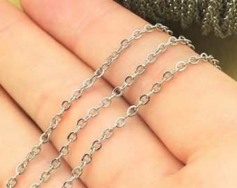 3mm Stainless Steel Flat Oval Cable Chain - Soldered Necklace Chain