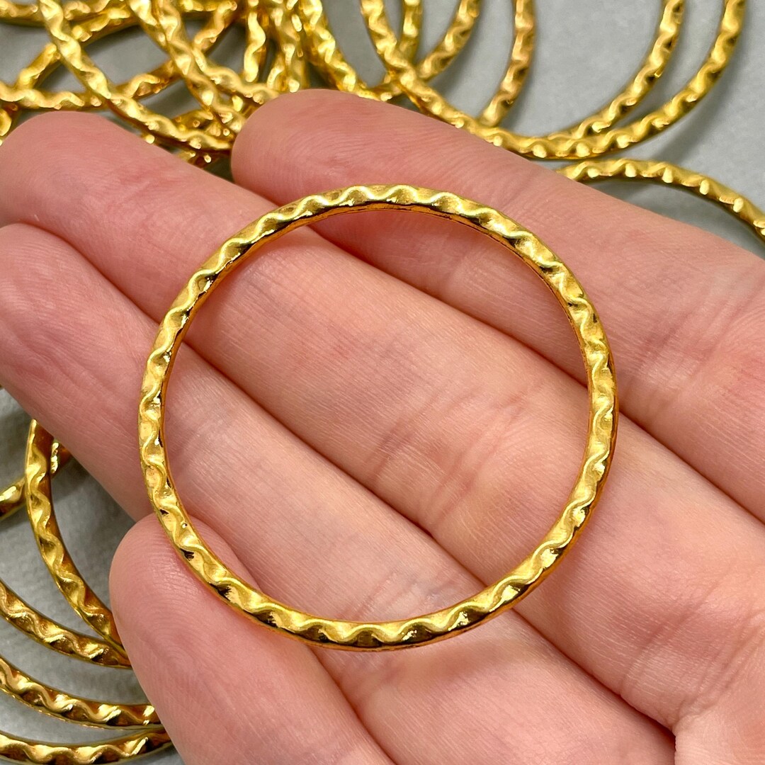 38mm Textured Gold Rings / Linking Rings / Connectors / Large Links ...