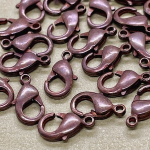 12 Hand Antiqued Brass Lobster Clasps: Patina Queen Jewelry Supplies