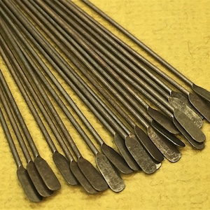20 Brass Paddle Head Pins / 22g / 57mm / Hand Antiqued / Earring Parts / Bead Holder / Dangle / Jewelry Supplies / Findings / Patina Queen