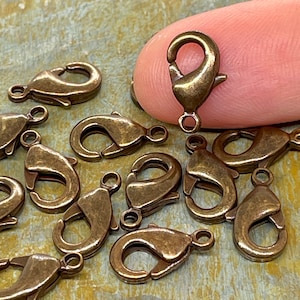 12mm Antique Bronze Lobster Clasps: Solid Brass Necklace Bracelet Clasp (10 Pieces)