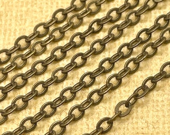 Antique Bronze Cable Chain / Solid Brass / 3mm x 2.5mm / Oval Cable Chain / Bronze Plated Chain / Handmade Necklace Chain / Patina Queen