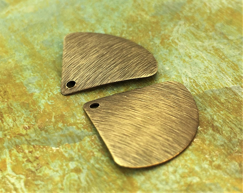 Brass Fan Charms / Hand Antiqued / Textured / Polished / Triangle Charms / Geometric / Parts for Earrings / Jewelry Supplies / Patina Queen image 3