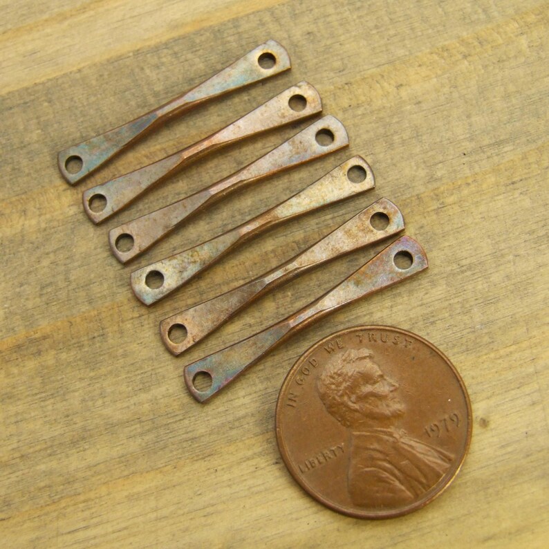 Antiqued Brass Hammered Bar Connectors / Bar Charms / Bar Etsy