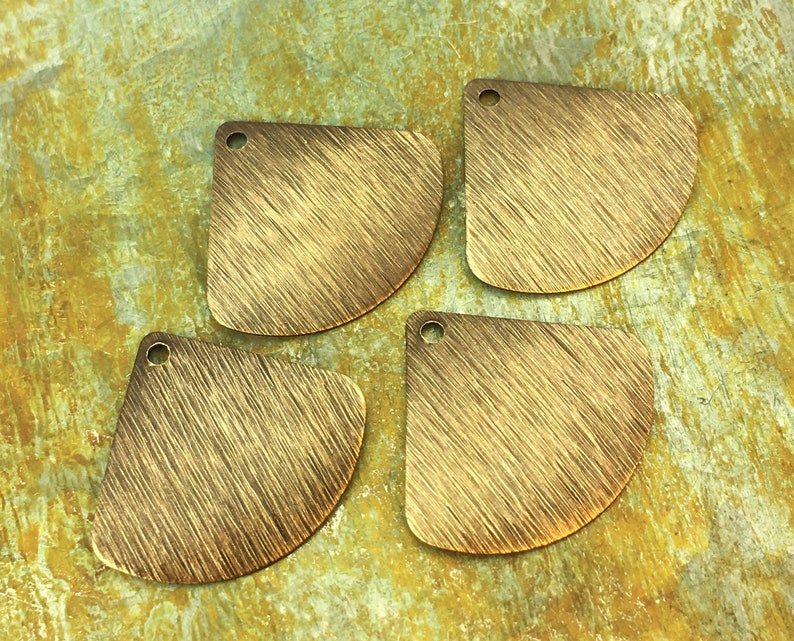 Brass Fan Charms / Hand Antiqued / Textured / Polished / Triangle Charms / Geometric / Parts for Earrings / Jewelry Supplies / Patina Queen image 1