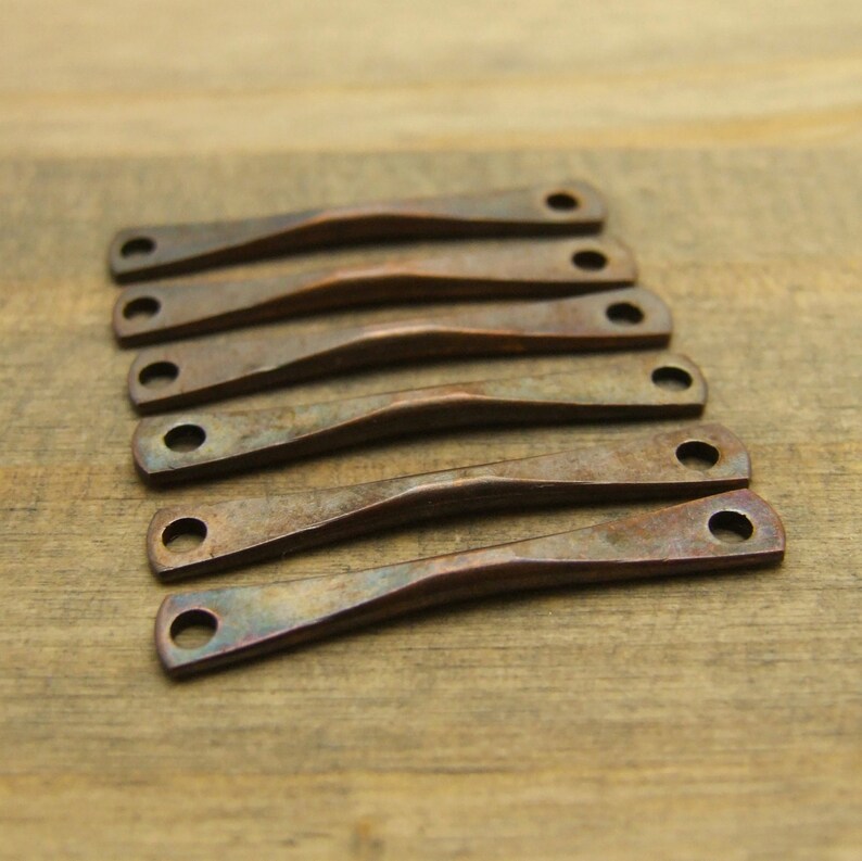 Antiqued Brass Hammered Bar Connectors / Bar Charms / Bar Etsy