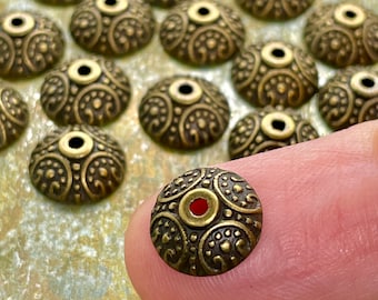 25 Antique Bronze Decorative Bead Caps / 10mm x 4mm / Bead Caps / Antiqued Caps for Beads / Jewelry Supplies / Patina Queen