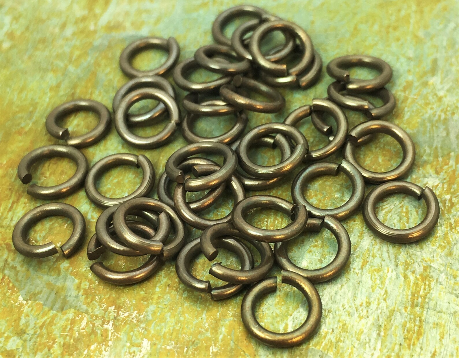 7mm Brass Jump Rings / 16g / Hand Antiqued / Brass Ring / Etsy