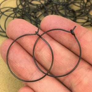 25mm Hoop Ear Wire / Hand Antiqued Brass / Earring Hooks / Round Hoops / Geometric Jewelry / Jewelry Supplies / Patina Queen / 10 PAIRS