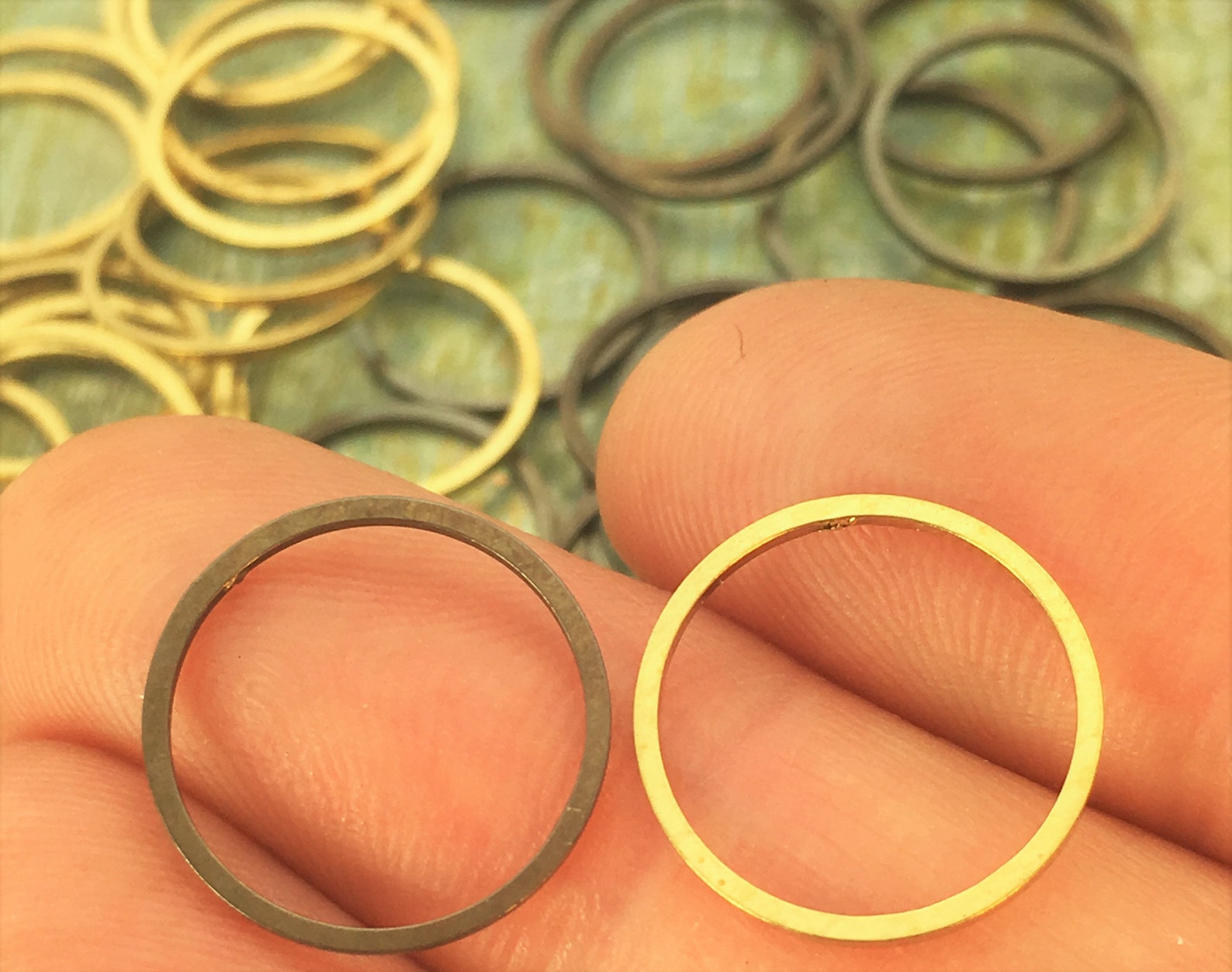 14mm Round Connector Rings / Brass Rings / Hand Antiqued / Etsy