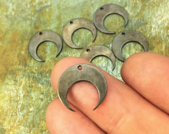 Antique Brass Crescent Moon Charms: Boho Jewelry Supplies (15mm)