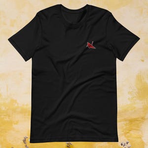 Embroidered Crane Origami T-Shirt, Japanese origami tee, Japanese Culture Tshirt
