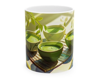 Tasse japonaise de thé matcha de l'après-midi
