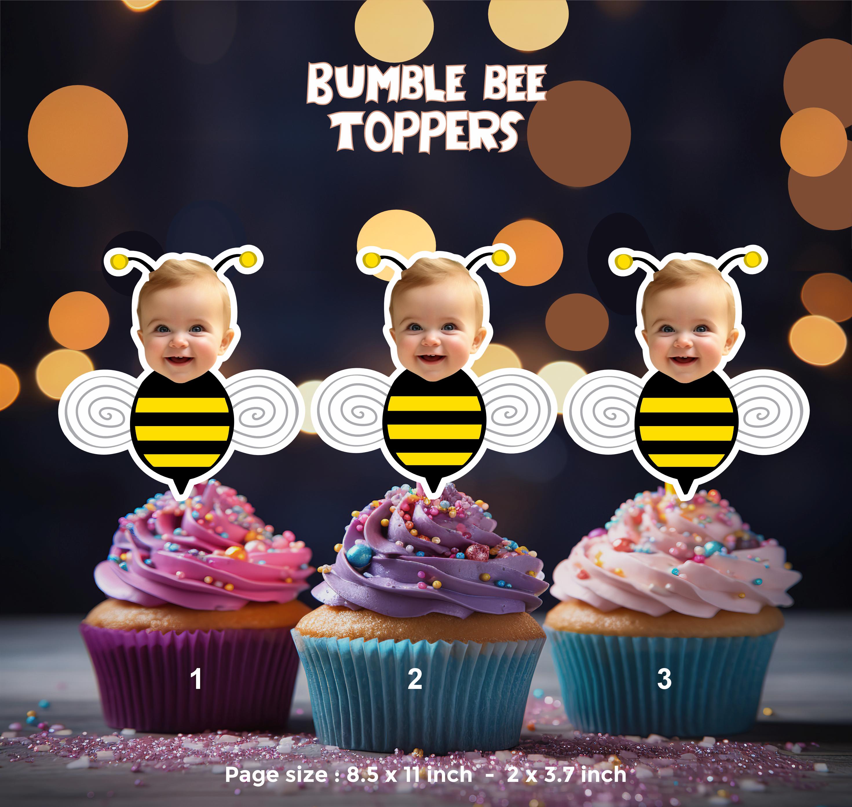BUMBLE BEE Personalized Cupcake Toppers - Personalized Photo Faces - Custom Party Decor