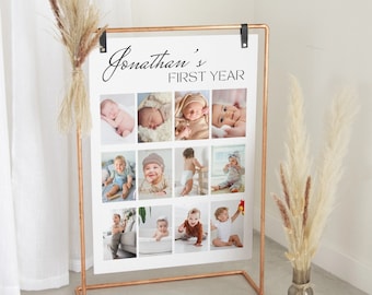 Baby's First Year Photo Collage Poster: Modern 1st Birthday (Digital Download)