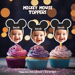 Mickey Mouse Cupcake Toppers - Personalized Faces for Custom Party Fun Decor