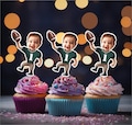 Football Personalized Cupcake Toppers - Personalized Photo Faces - Custom Party Decor