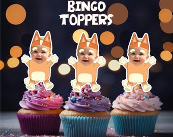 Bestseller! BINGO Cupcake Toppers - Personalized Faces for Custom Party Fun Decor