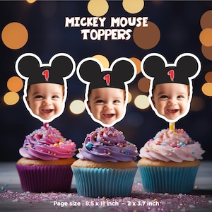 Mickey Mouse Cupcake Toppers - Personalized Faces for Custom Party Fun Decor