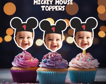 Mickey Mouse Cupcake Toppers - Personalized Faces for Custom Party Fun Decor