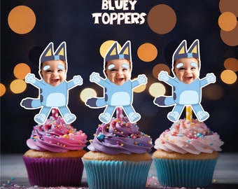 BLUEY Cupcake Toppers - Personalized Faces for Custom Party Fun Decor