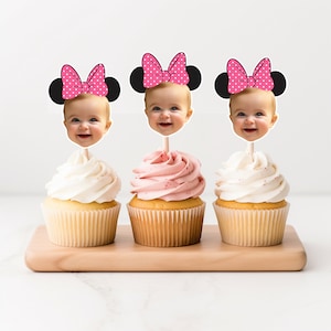 Minnie Mouse Cupcake Toppers - Personalized Faces for Custom Party Fun Decor