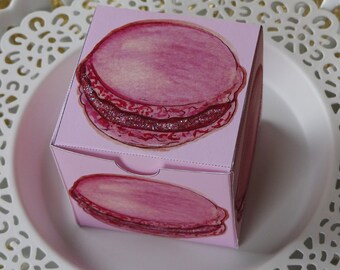 Raspberry Macaron Treat Box - PDF file - Craft your own